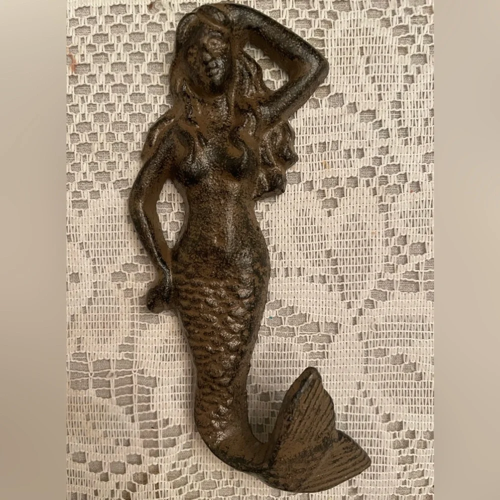 Rare Gorgeous Vintage Iron Mermaid Hook